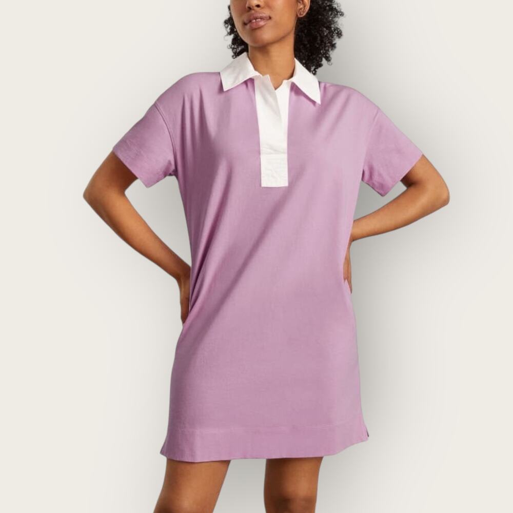 Everlane Organic Cotton Polo Dress | Small Mauve Short Sleeve Sustainable Preppy - Picture 5 of 9